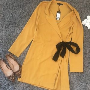 NWT mustard yellow blazer type dress with a bow